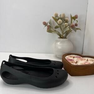Crocs Kadee Slip On Ballet Flats Shoes Black Women's 7 NWOB Casual